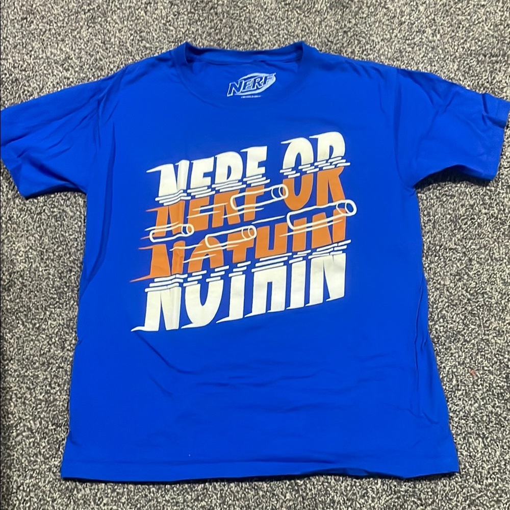 Nerf Blue Short Sleeve Tee with Bold Graphic Design